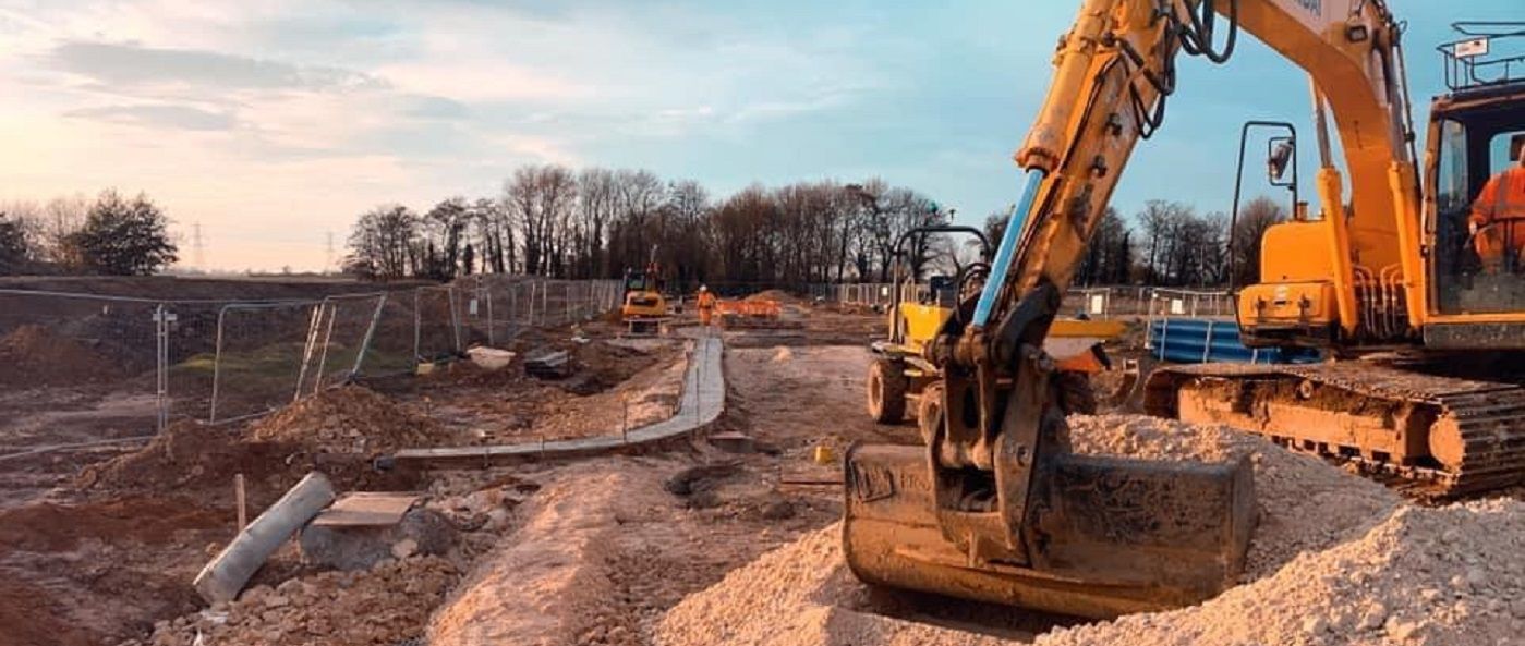 Preparing road formation, groundworks, Yorkshire